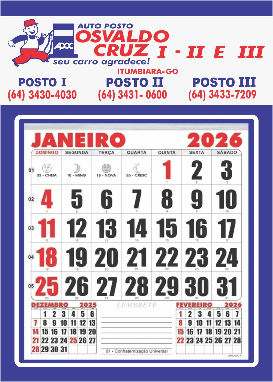 Calendário de parede personalizado